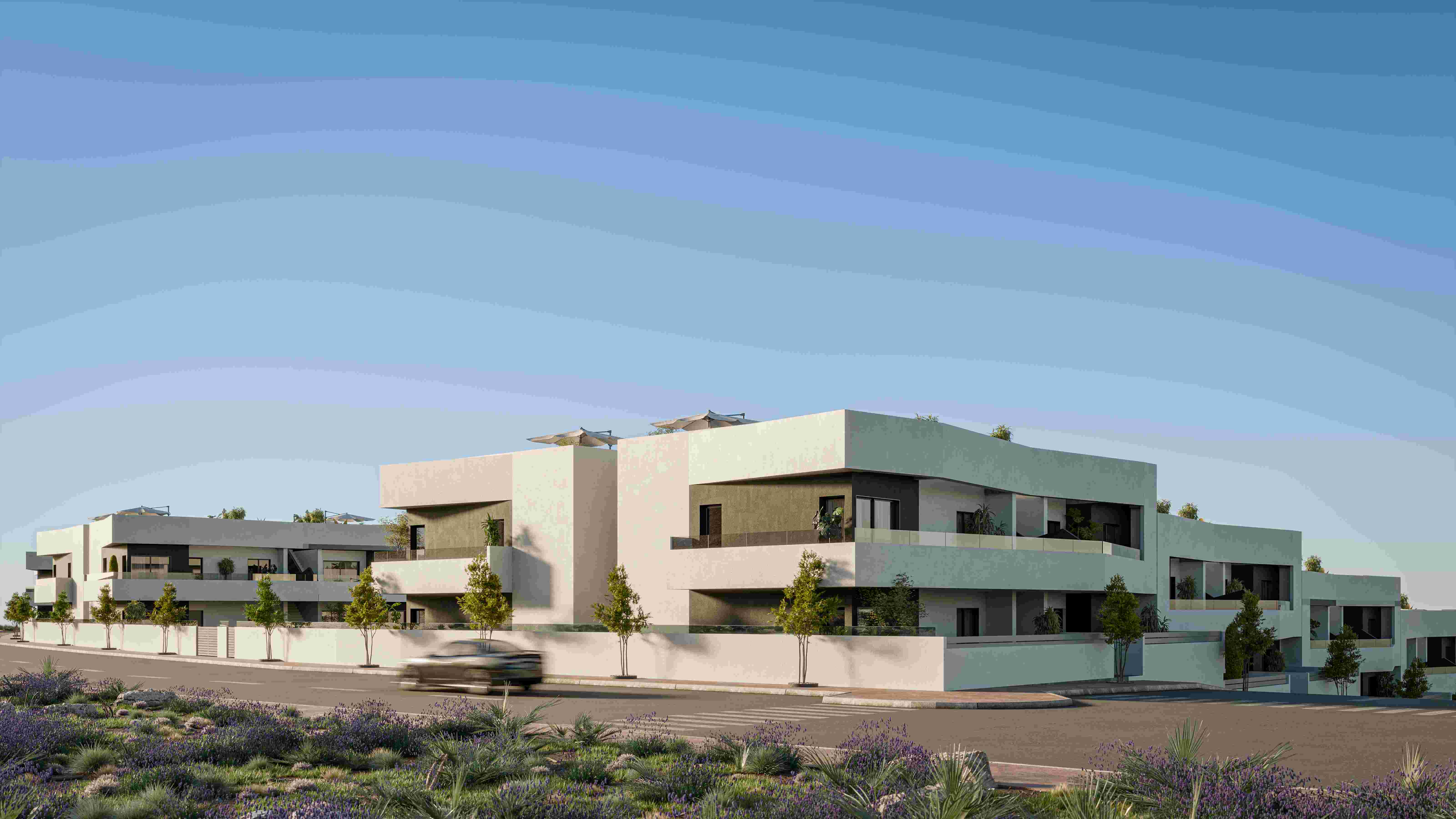 Moderní novostavba bungalovů v San Miguel de Salinas se 3 společnými bazény.