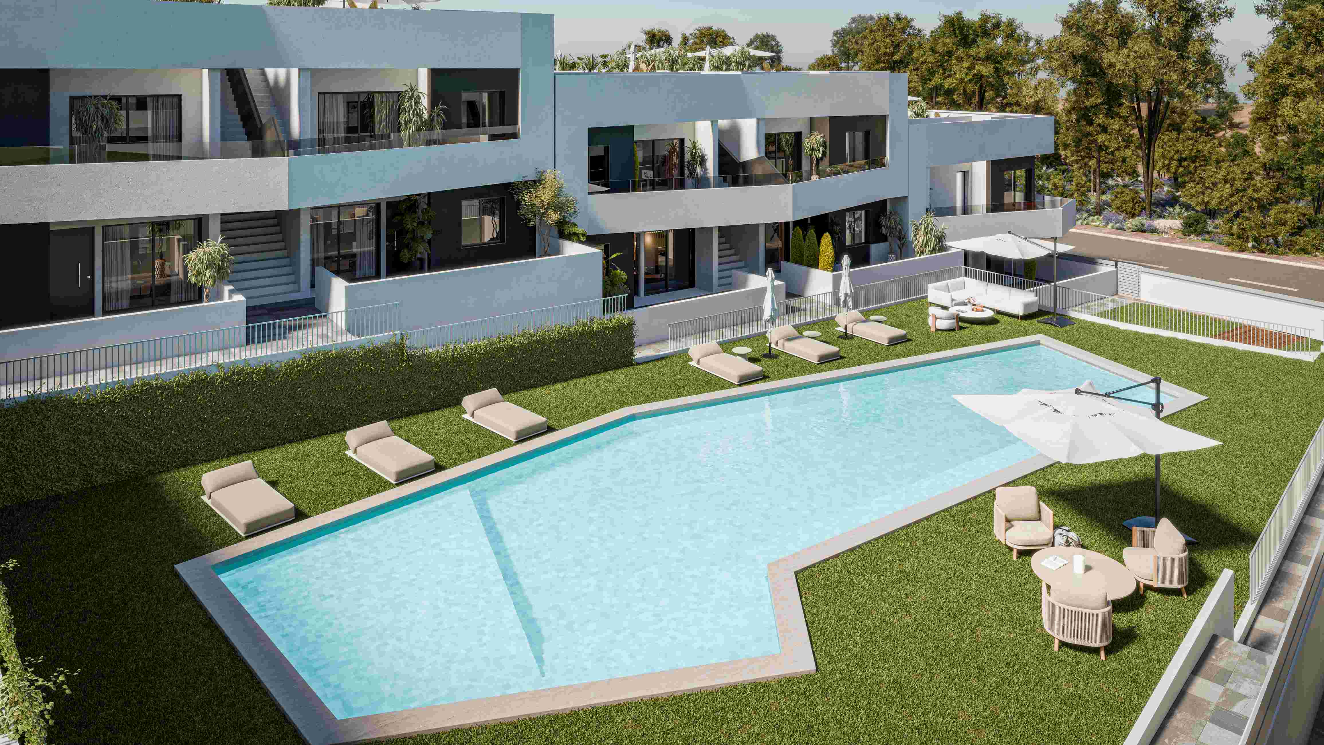 Moderní novostavba bungalovů v San Miguel de Salinas se 3 společnými bazény.